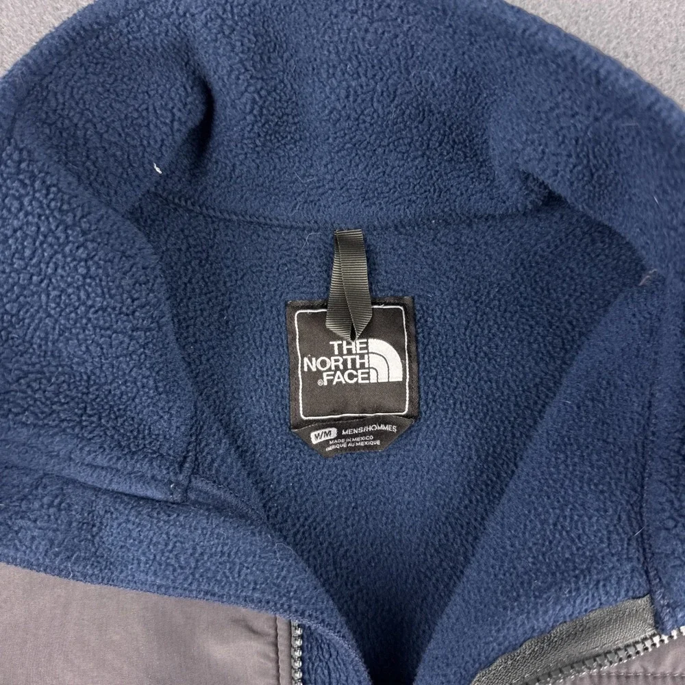 The North Face Denali Jacket Men's M Blue Gray Polartec Fleece Full Zip Outdoor